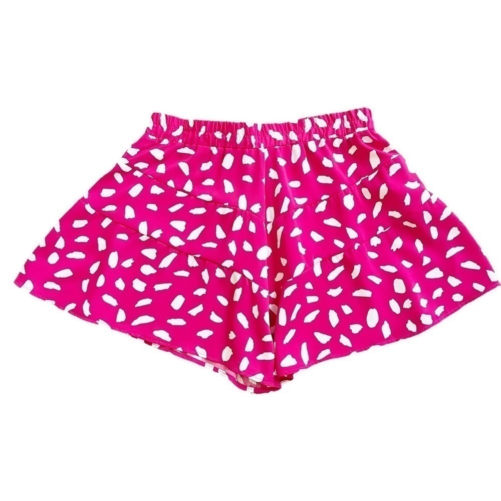 Umgee NWT Hot Pink Dalmatian Print Flounce Pull On Shorts Coquette Girl Size S - Picture 7 of 10